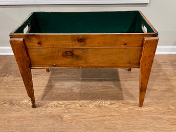 Antique Wooden Box Fashioned With Narrow Legs