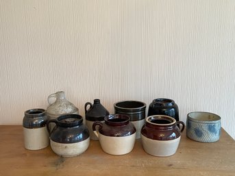 Lot Of Antique Stoneware Crocks And Jugs 7