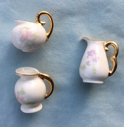 Lot Of 3 Vintage Miniature Limoges Mini Porcelain Pitcher / Creamers