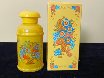 Vintage 70s Avon Yellow Milk Can Kitch Flower Body Lotion Bottle