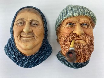 Bossons Chalkware Heads - Fisherwoman & Fisherman