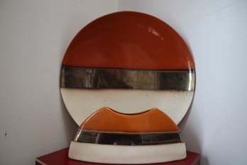 Ultra Modern Ceramic Vase And Large Decorative Dish Made In Portugal