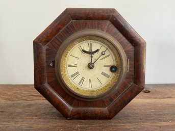 Vintage Rosewood One Day Lever Octagonal Wall Clock