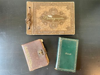 Trio Of Leather Bound Books Including Diary, Travel Journal & Photo Album