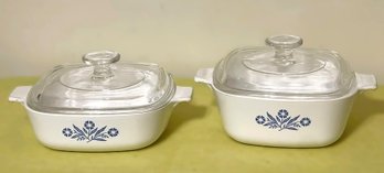Corning Ware Cornflower Blue 1 And 1 1/2 Quart With Lids