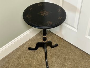 Handpainted Stenciled End Table With Tripod Base