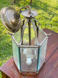 A Vintage Brass And Glass Lantern Fixture