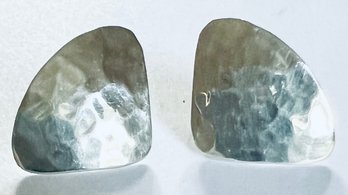 HAND HAMMERED SIGNED RLS STERLING SILVER EARRINGS