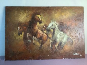 Signed Horse Oil On Canvas
