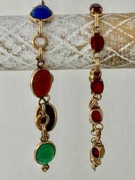 Two Van Dell Vintage Bracelets 1/20 12K  Gold FILLED Scarab & Red Glass 7 ' Length  ( READ Description) C