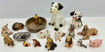 17 Vintage Animal Figurines, Mostly Dogs & Cats