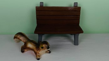 Squirrel And Park Bench Figurines