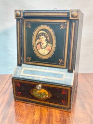 Vintage Black Tin With Drawer -William Doyle Galleries,  NYC