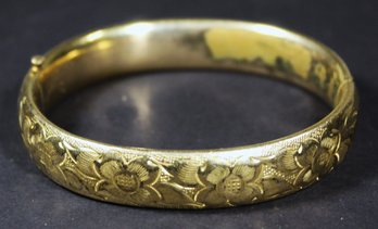 Victorian Gold Filled Bangle Bracelet Flower Decoration (wear To Inrterior)