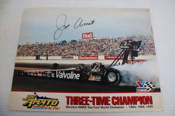 Autographed 8.5x11 Team Valvoline Joe Amato Top Fuel Drag Photo