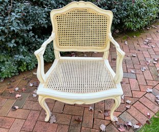 Vintage White Cane Chair With Cushion