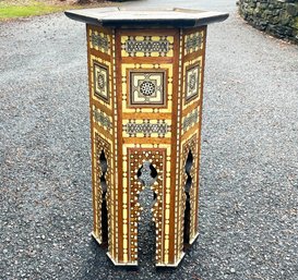 An Early 20th Century Moroccan Mother Of Pearl Inlay Hexagonal Side Table