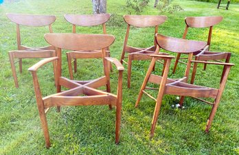 A Set Of 6 Danish Modern Teak Chair Frames - AS IS