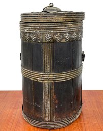 A Carved Wood And Brass Tibetan Yak, Or Butter Container - Mid-Late Qing Dynasty