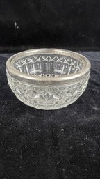 Silver Trimmed Cut Glass Bowl