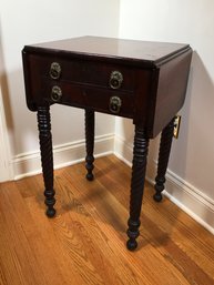 Beautiful Antique Double Drop Leaf Stand 1840-186 - Original Brass Hardware - Mahogany Barley Twist Legs