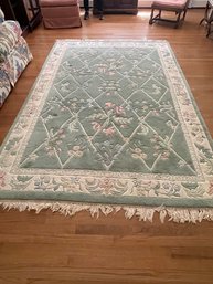 Green Floral Area Rug