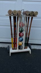 Croquet Set 6 Player Complete With Wood Striped Balls