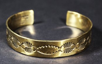 Vintage Signed Thomas Francisco Gold Filled Copper Native American Cuff Bracelet