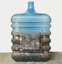 A 5 Gallon Water Jug Approx 2/3 Full Of Vintage Pennies - How Many Could There Be!?