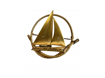 Vintage Gold Sailboat Brooch