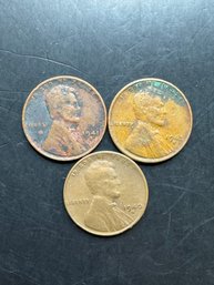 3 Wheat Pennies 1940-S, 1941-S, 1942-S