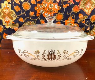 Vintage Pyrex Golden Tulip 024 Bowl W/ Lid