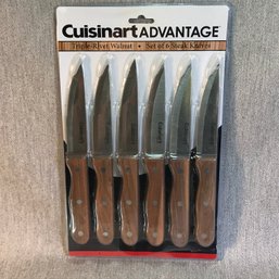 Brand New CUISINART Advantage Steak Knives - Triple Riveted Walnut Handles - Very Nice Set Of Six Knives