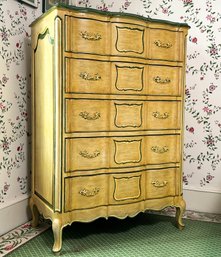 A Vintage Painted Wood Chest Of Drawers In French Provincial Style By White Fine Furniture