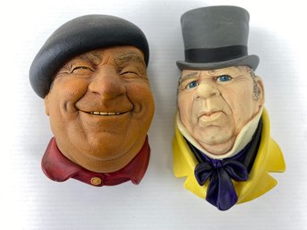 Bossons Chalkware Heads - Pierre & Mr. Micawber