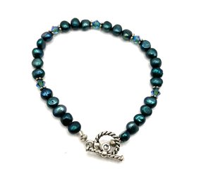 Beautiful Dark Turquoise Color Beaded Ornate Bracelet
