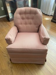 Pink Cushioned Swivel Arm Chair