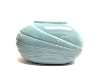 Vintage San Miguel Ceramic Vase In Cool Tone Blue