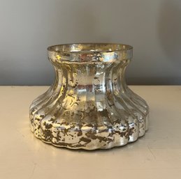 Mercury Glass Style Pillar Candle Holder (2)