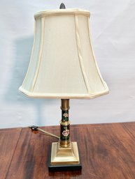 Vintage Cloisonne Table Lamp With Silk Shade