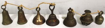 Lot Of Seven Antique Carved Bells