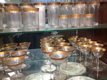 Over 30 Pieces Antique Very Delicate Stemware With 24k Gold Trim - Very Pretty - Very Little Wear - NEED