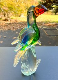 Colorful Glass Parrot Sculpture