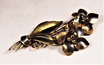 Vintage 1950s Gold Over Sterling Silver Floral Lily Brooch