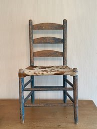 Ladder Back Chair With Cowhide Seat