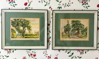 A Pair Of VINTAGE WILLIAM SPIERER WATERCOLOR LITHOGRAPHS HAND SIGNED C. 1940'S