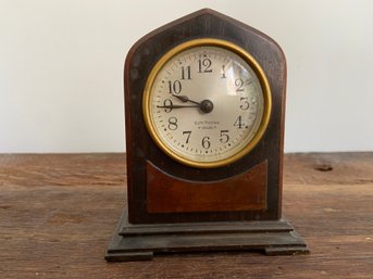 Small Vintage Seth Thomas Gothic Style Mahogany Mantle Clock