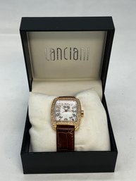 Lanciani Women's Watch - Rose Gold With Leather Band In Original Box - New Battery
