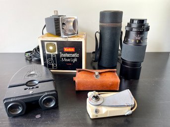 Vintage Camera Accessories Alpex Deluxe Swivel Camera Flash Gun, Kodak Instamatic Movie Light, Model 1