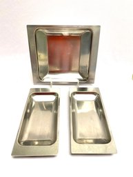 Vintage Kalmar Stainless Serving Dishes From Denmark - 3 Piece Set